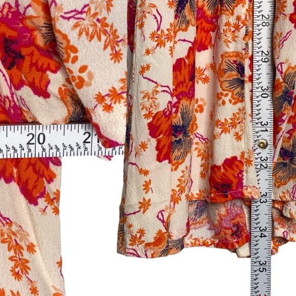 ASTR Floral Mini Dress Women L Hibiscus Lace Up Tropical Cottagecore Beachy Boho - Picture 7 of 8